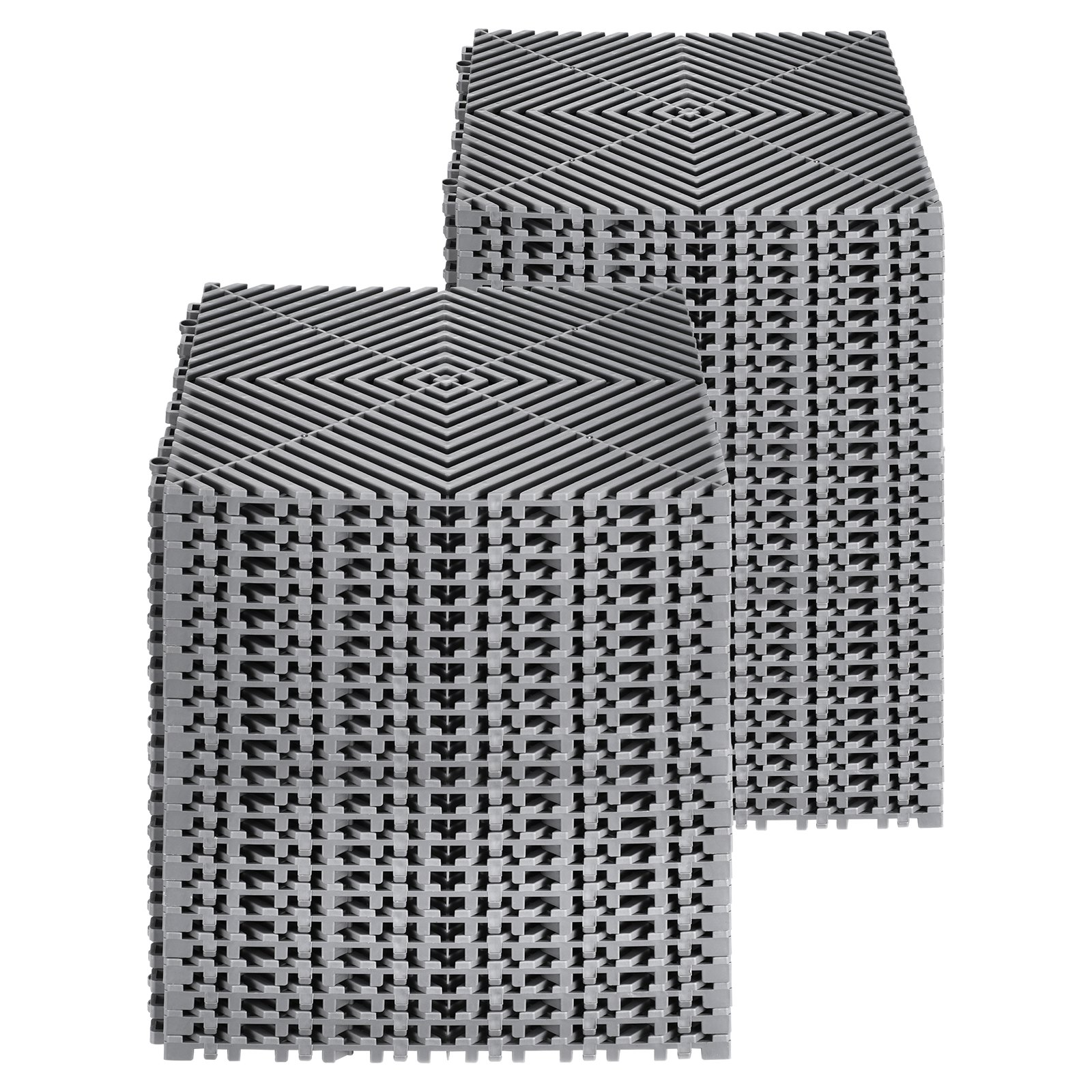 VEVOR Interlocking Drainage Mat Douchemat 31 x 31 cm Modulaire Interlock Vloermatten, 50 Stuks Splitsbare Drainagematten, Antislip Drainage Vloertegels, voor Garage Tuin Grijs