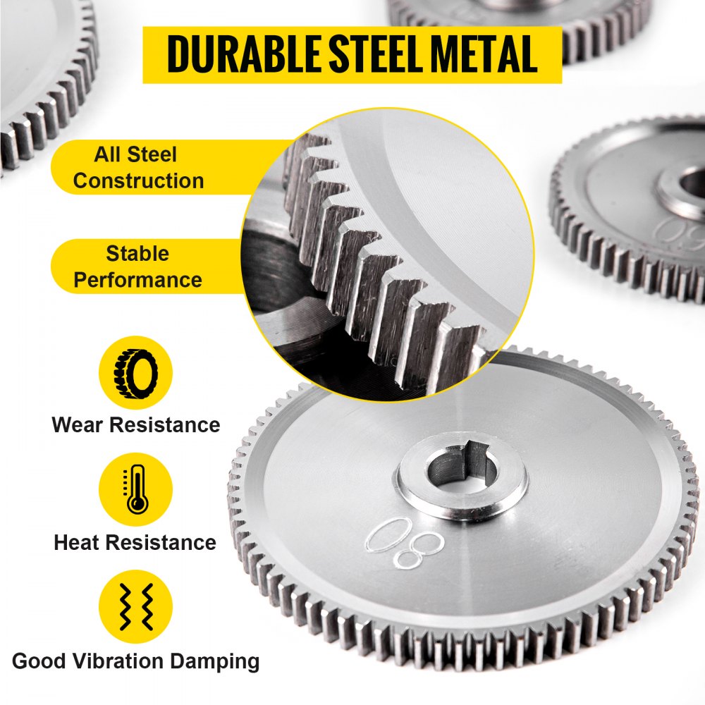 VEVOR Draaibank Metalen tandwielen Tandwiel Metalen tandwielset 27 Stks Draaibank Accessoires set voor Mini-draaibanken Draaibank Tandwielset Geschikt Zijn