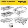 3 Packs Chafer Chafing Dish 8 QT with 1/2 Inserts with Lid Dinner Serving Buffet Server