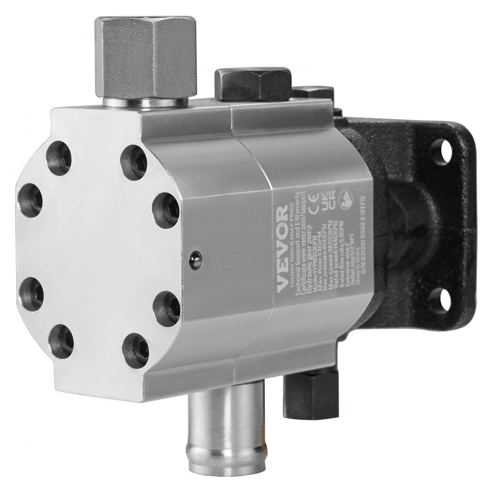 VEVOR Hydraulic Log Splitter Pump, 13GPM, 2 Stage 3000PSI Wood Log Splitter Pump, 1'' Inlet 1/2'' NPT Outlet 3600 RPM Aluminum Hydraulic Gear Pump, for Small Engine Mounting Log Splitters Snowplow