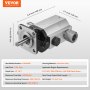 VEVOR hydraulische houtkloofpomp 16 GPM 2-traps 4000 PSI houtkloofpomp 1" inlaat 1/2" NPT uitlaat 3600 RPM hydraulische aluminium tandwielpomp voor houtkloofmachines met kleine motor sneeuwploeg