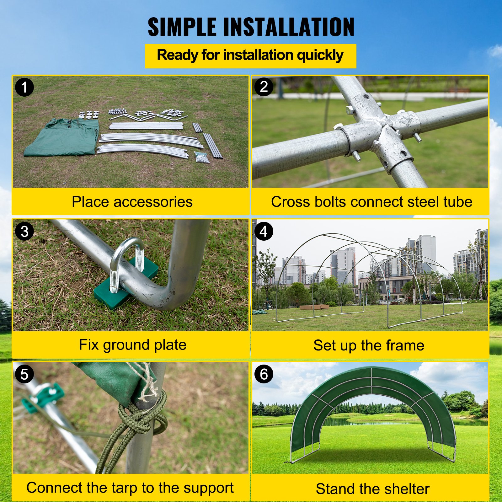 VEVOR Mobiele Onderdak Weidetent Weide Stal Onderdak PVC 3,04 x 3,05 x 1,68 m