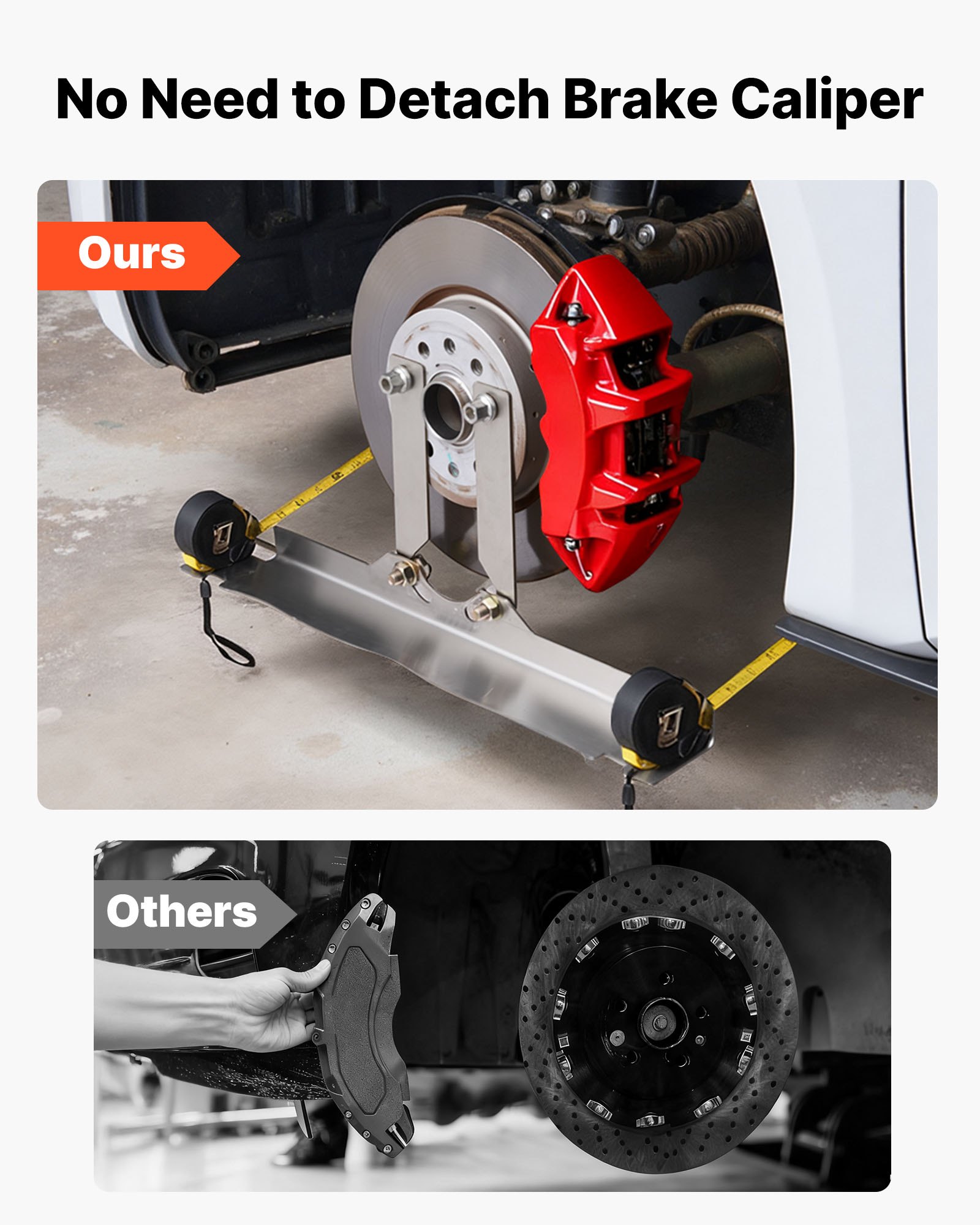 VEVOR Wieluitlijngereedschap, Asmeetgereedschap, 2 stuks. Hoogwaardige meetplaten van koolstofstaal met 2 meetlinten, nauwkeurig gereedschap voor autowielen, geschikt voor personenauto's, vrachtwagens, SUV's en andere voertuigen.