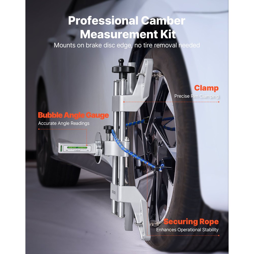 VEVOR Wielklem en Magnetische Adapter, 1 stuk. Aluminiumlegering Wieluitlijngereedschap voor nauwkeurige cambermeting, geschikt voor velgen van 11-25 inch, magnetisch bandenreparatiegereedschap voor auto's en vrachtwagens.