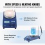 VEVOR Magnetic Stirrer Heating Plate, Max. 340°C, 1500 RPM Heating Plate with Magnetic Stirrer, 20L Hot Plate Stirrer with LED Screen, Support Stand and Stirring Rods, 650W Heating Power