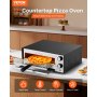 VEVOR elektrische pizzaoven voor 305 mm pizza, 1450 W pizzaoven tot 300 °C, pizzamaker met tijd- en temperatuurregeling, pizzabakmachine, pizzamachine, multifunctionele grilloven, zwart