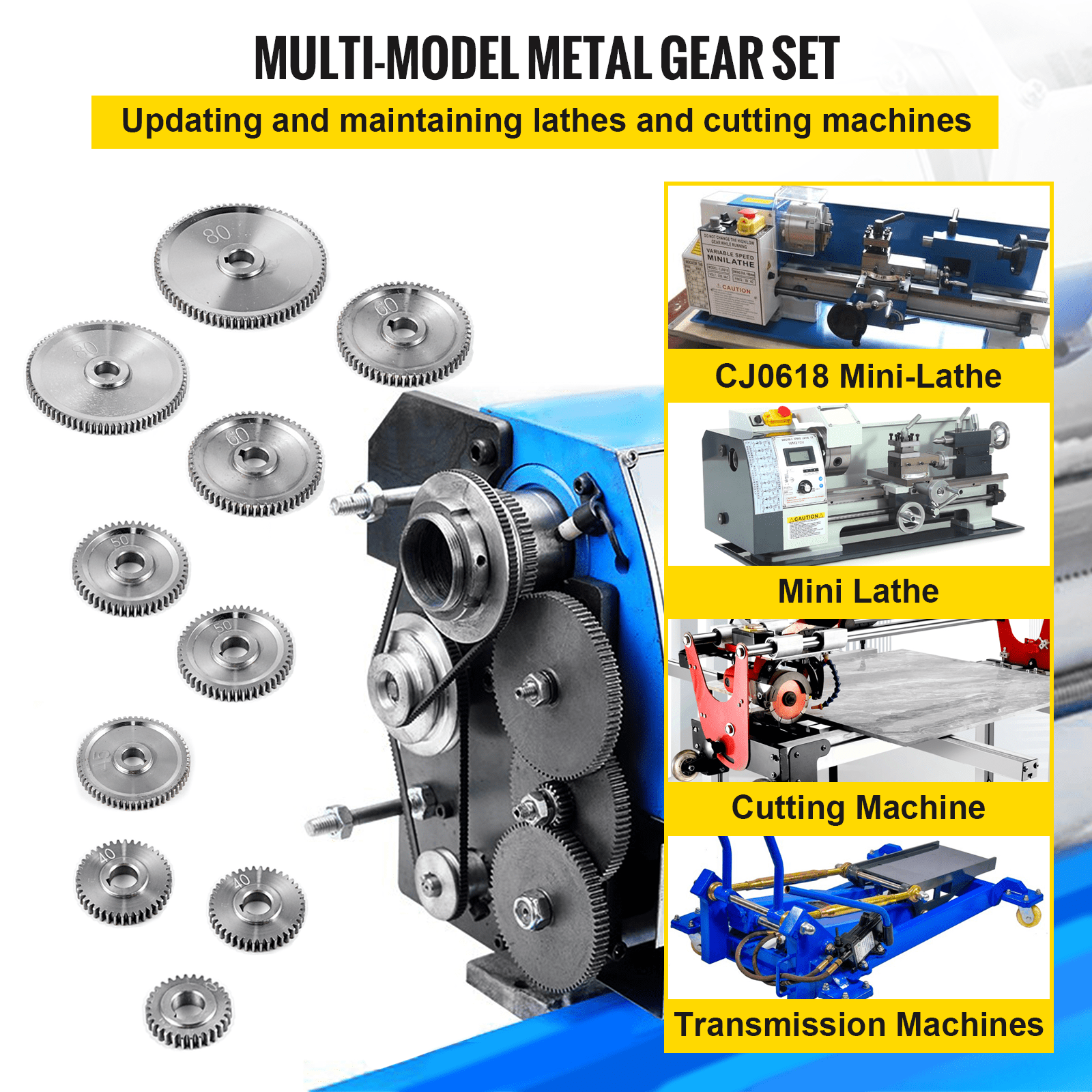 Vevor Draaibank Metalen Gears, Metal Gear Set Voor Mini Draaibanken 10 Stks