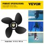 VEVOR buitenboordmotorpropeller, vervanging voor OEM 3587522, 4-bladige aluminium bootpropeller met 14-1/4 inch x 19 inch spoed, compatibel met Volvo Penta SX-aandrijving alle modellen, met 19 splines, rechts