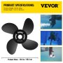 VEVOR Outboard Propeller, Replace for OEM 48-8M8026630, 4-Blade 10.3\" x 13\" Aluminum Boat Propeller, Compatible with Mercury Mariner 25HP Bigfoot/Command Thrust 60Hp Outboard, 13 Tooth Splines, RH