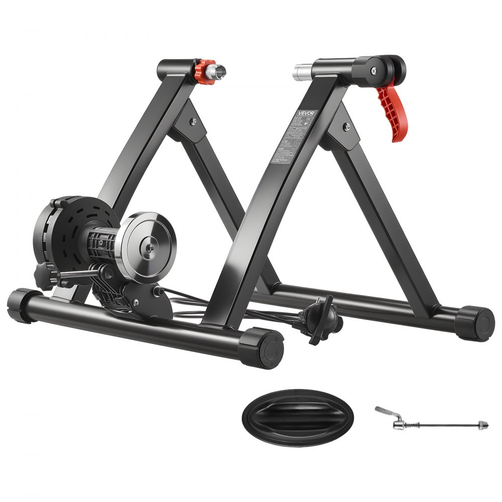 VEVOR Fietsroltrainer voor 660,4-736,6 mm / 700C wielen, 6 weerstandsniveaus, opvouwbare magnetische fietstrainer Hometrainer met snelspanner en voorwielondersteuning Zwart