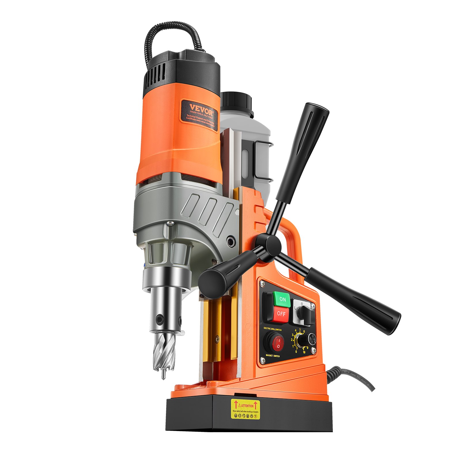 VEVOR magnetische boormachine, 1450W motor, 2-inch boordiameter, 2878 lbf, draagbare elektrische magnetische boormachine met 6 kernboren, boormachine voor metalen oppervlakken, doe-het-zelf