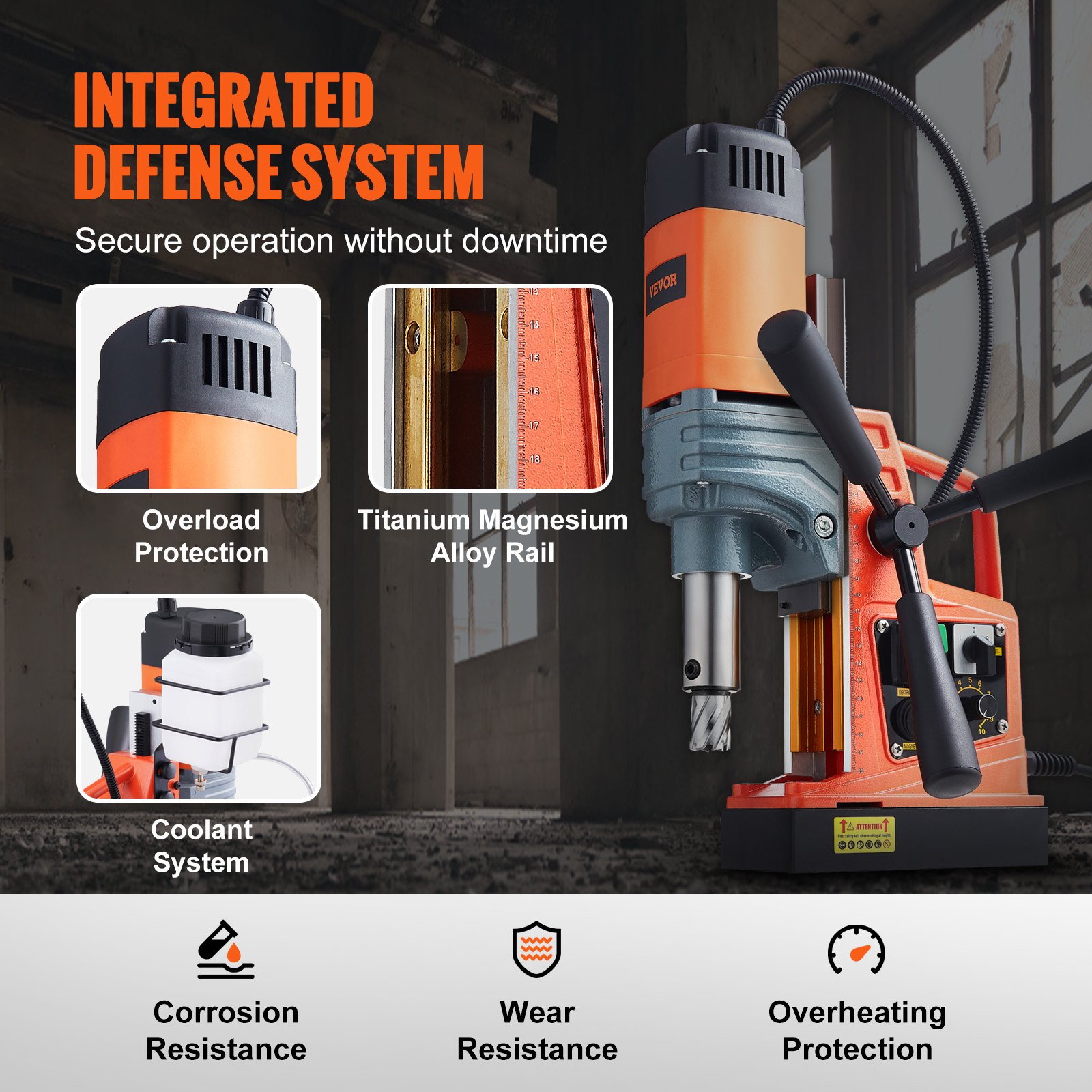 VEVOR Magnetic Drill, 1300W 1.57" Boring Diameter, 2922lbf/13000N Portable Electric Mag Drill Press with Variable Speed, 700 RPM Drilling Machine for any Surface Home Improvement Industry Railway