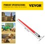 VEVOR hooispies, 81,3 cm, balenspies, capaciteit 600 kg, balenspies met snelbevestiging, vierkante hooispies, 3,6 cm breed, rood gecoate balenvorken, balenspies met zeskantmoer en huls voor scheppen, tractoren, laders