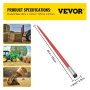 VEVOR hooispike, 49-inch balenspike, capaciteit 4500 lbs, snel te bevestigen vierkante hooispike, 1 3/4-inch breed, rood gecoate balenvorken, balenspike met zeskantmoer en huls voor scheppen, tractoren, laders