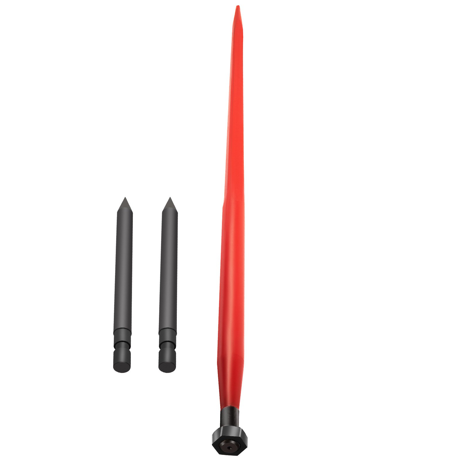 VEVOR Frontladertanden, 125 cm tanden, 1360 kg capaciteit, snel te bevestigen balenspies, vierkante hooibaalprikkers, 1 3/4 inch breed, rood gecoat, balenvork met 2 stabilisatoren