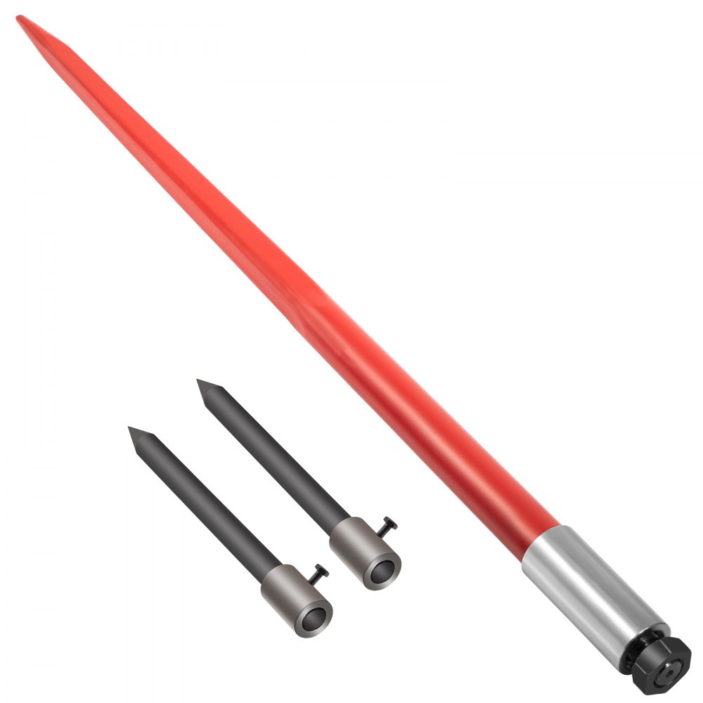 VEVOR Frontlader tanden 49" Balen tanden 3000 lbs capaciteit, Balen vork tanden, Rood gecoate Balen vorken, Balen vork frontlader met 2 stabilisator speren