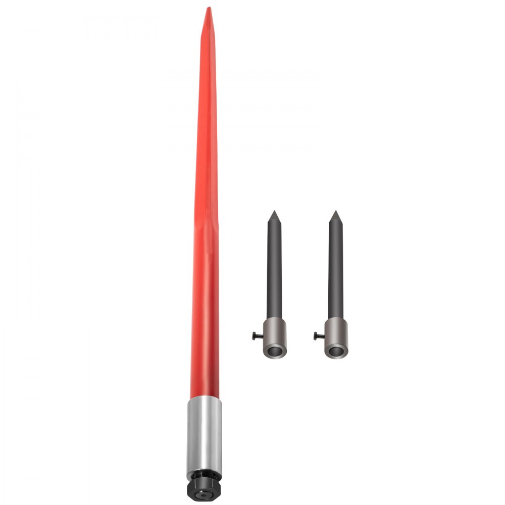 VEVOR Frontlader tanden 49" Balen tanden 3000 lbs capaciteit, Balen vork tanden, Rood gecoate Balen vorken, Balen vork frontlader met 2 stabilisator speren