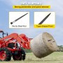 tractor lifting hay bale with VEVOR hay bale spear, sturdy steel rod, and taper-shaped point.