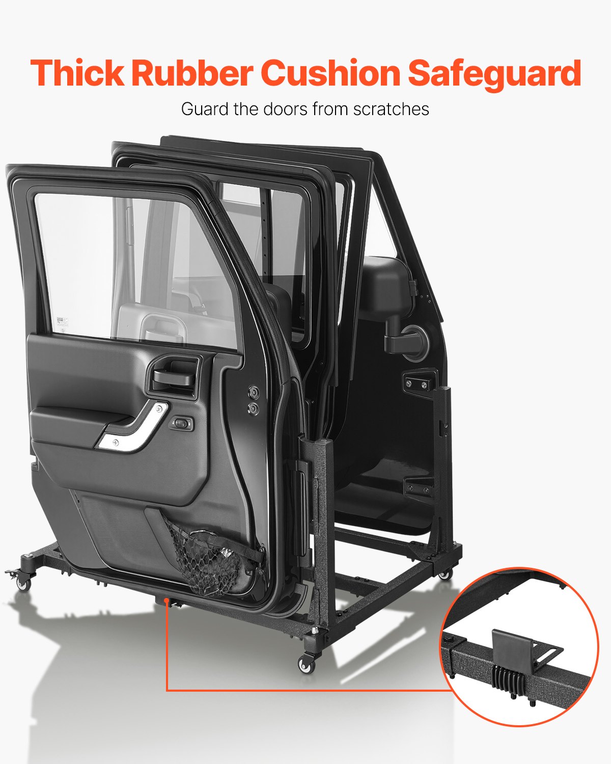 VEVOR Jeep deur opbergkar (geschikt voor 4 deuren) Verplaatsbare, stabiele autodeur houder kar, past op Jeep Wrangler JK JKU JL Gladiator 2007-2024 Zwart
