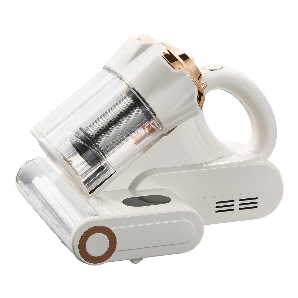 VEVOR Matrasstofzuiger 550W Bedstofzuiger met 18 kPa zuigkracht & dubbele stofbak & HEPA-filter & verwarming & reinigingslampjes, Matrasreiniger voor bedbank met snoer, wit