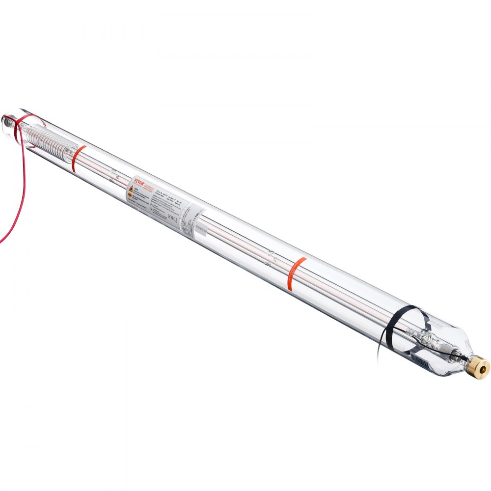 VEVOR 130W CO2 Laser Tube, 65 in (1650 mm) Length, 3.1 in (80 mm) Dia Borosilicate Glass Laser Cutter Tube with Metal Head, 10,000hr Wires Preconnected for Laser Engraver Engraving Cutting Machine