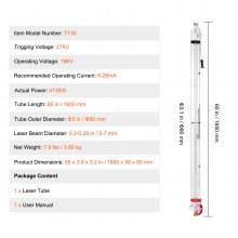 VEVOR 130W CO2 laserbuis 165cm laserbuis CO2 lasergraveur glazen laserbuis