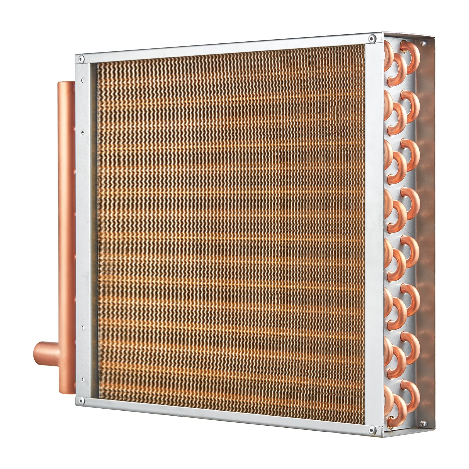 VEVOR Water-lucht warmtewisselaar, 40,64 x 40,64 cm met 3-rijige 9,53 mm koperen aansluitingen, 193 aluminium lamellen Warmtewisselaar voor houtkachels, verwarming en koeling in woonwijken en geforceerde luchtverwarming
