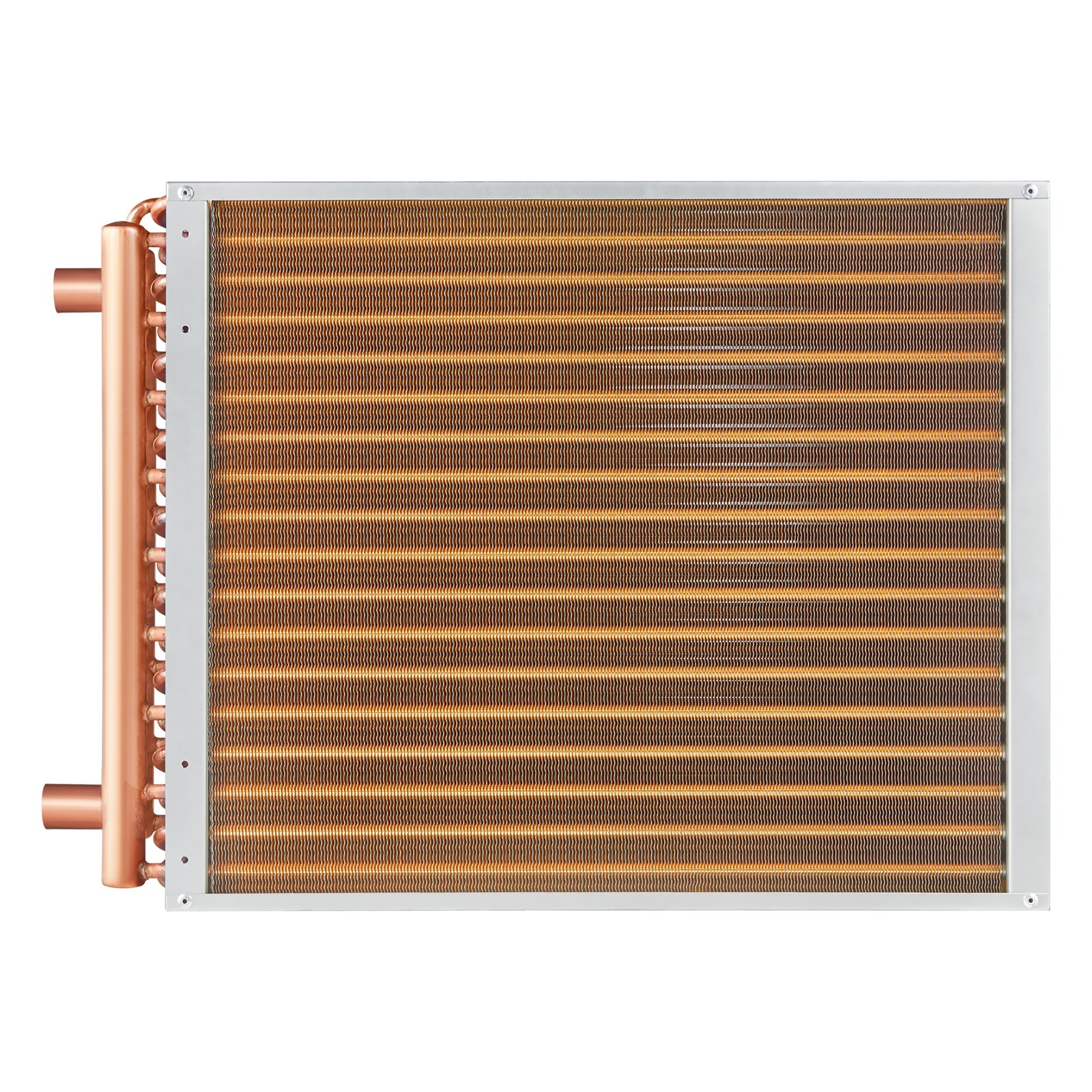 VEVOR Water-lucht warmtewisselaar, 45,72 x 50,8 cm met 3-rijige 9,53 mm koperen aansluitingen, 242 aluminium lamellen Warmtewisselaar voor houtkachels, verwarming en koeling in woonwijken en geforceerde luchtverwarming