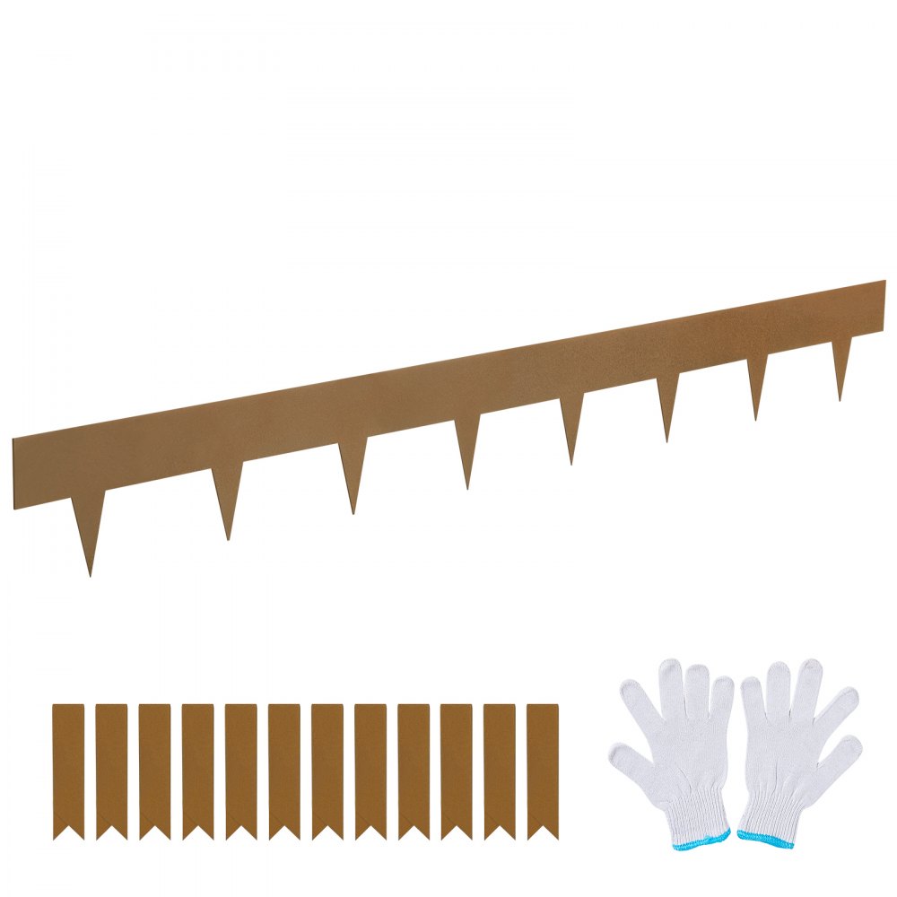 VEVOR gazonrand 40" x 2" (set van 10) stalen gazonrandband bedrand bedrand maairand geschikt voor buitentuinen, paden, gazons, binnenplaatsen, bermen en meer bruin