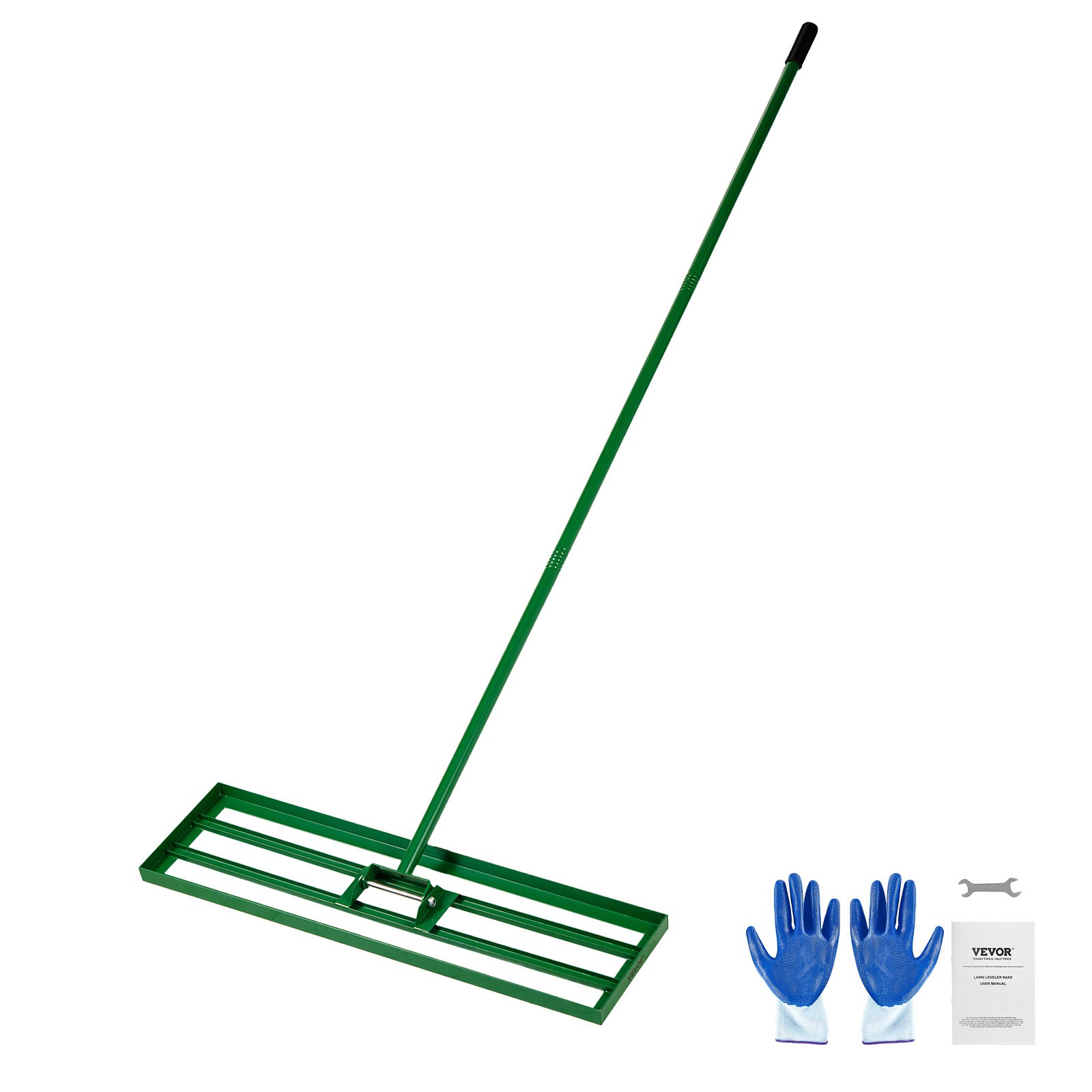 VEVOR gazonnivelleerhark 910x250 mm, gazontrekker met 198 cm lange stalen steel, gazonegalisator inclusief tuinhandschoenen, gazonnivelleringsgereedschap, geschikt voor tuin, golfbaan en landbouw