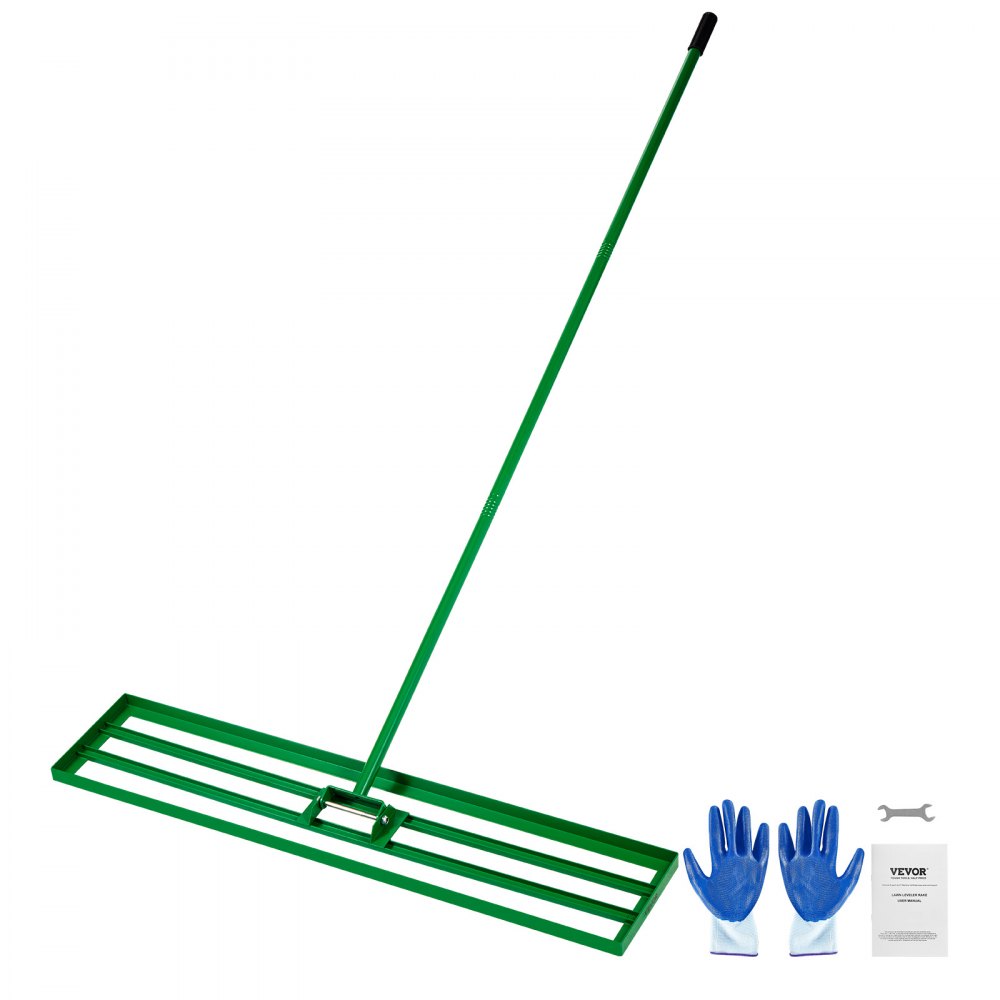 VEVOR gazonnivelleerhark 1215x252 mm, gazontrekker met 198 cm lange stalen steel, gazonegalisator inclusief tuinhandschoenen, gazonnivelleringsgereedschap, geschikt voor tuin, golfbaan en landbouw