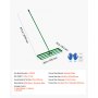 VEVOR gazonnivelleerhark 1215x252 mm, gazontrekker met 198 cm lange stalen steel, gazonegalisator inclusief tuinhandschoenen, gazonnivelleringsgereedschap, geschikt voor tuin, golfbaan en landbouw