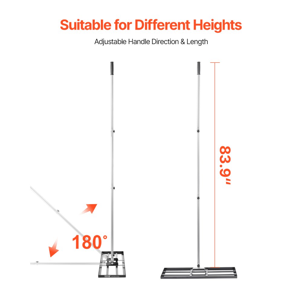 VEVOR Gazonhark met 213 cm steel, 762 x 254 mm voetplaat, nivellerende hark van koolstofstaal, nivellerende hark voor gazononderhoud, nivellerende hark voor tuin en golfbaan