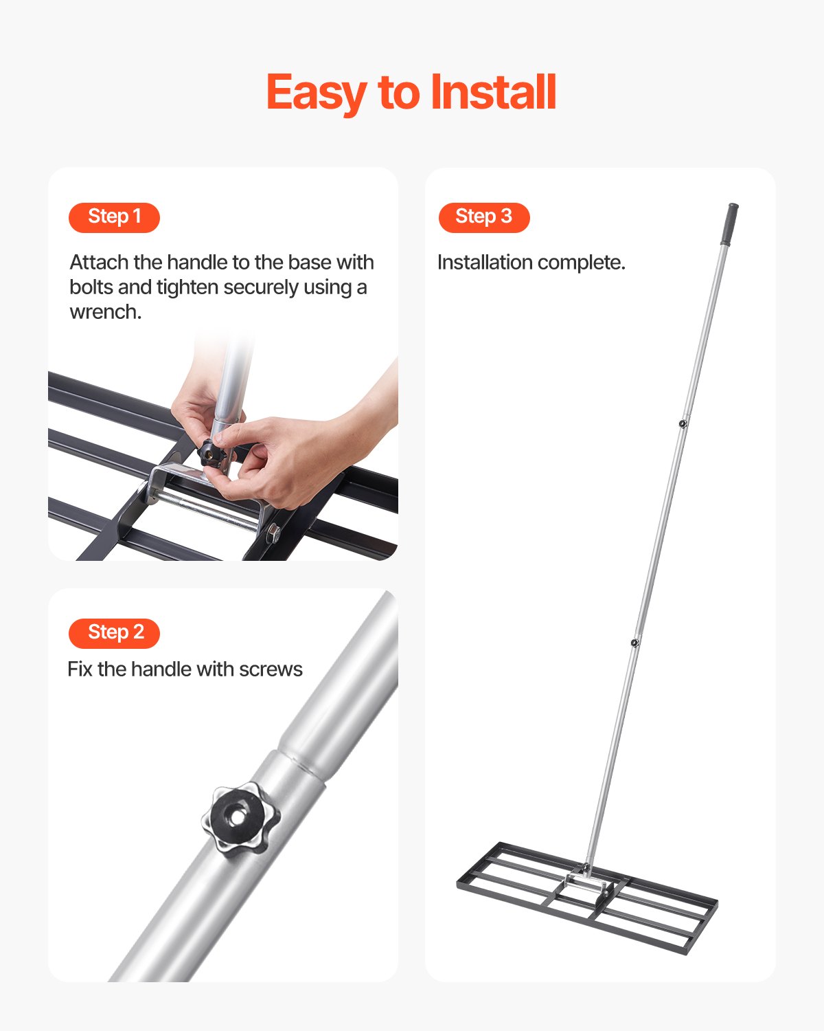 VEVOR Gazonhark met 213 cm steel, 762 x 254 mm voetplaat, nivellerende hark van koolstofstaal, nivellerende hark voor gazononderhoud, nivellerende hark voor tuin en golfbaan