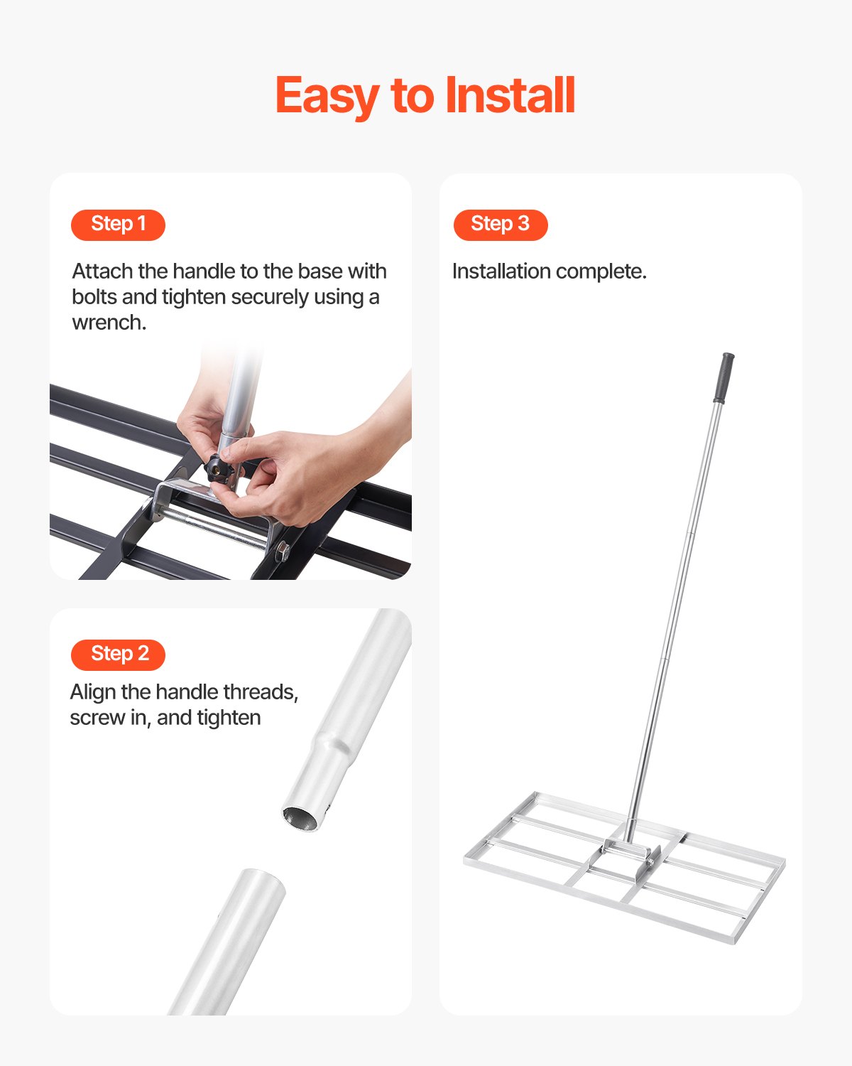 VEVOR Gazonhark met steel, 355x762mm basisplaat, nivellerende hark van koolstofstaal, nivellerende hark voor gazononderhoud, nivellerende hark voor tuin en golfbaan