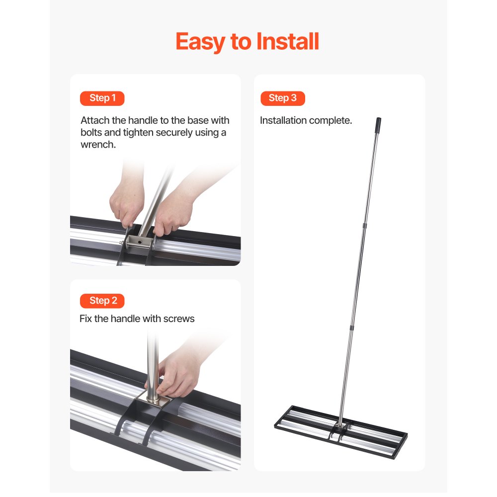 VEVOR gazonhark 255x763 mm, gazonnivelleerhark met extra lange steel van 210 cm, oppervlakte-nivelleerder incl. handschoenen, nivelleerhark, gazonhark voor het egaliseren van tuinen en golfbanen