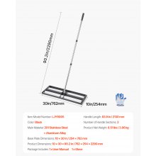 VEVOR 30x10in Lawn Leveling Rake with 83.9 in Adjustable Handle for Yard Garden