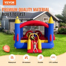 VEVOR Inflatable Bounce House, Outdoor High Quality Playhouse Trampoline, Jumping Bouncer with Blower, Slide, and Storage Bag, Family Backyard Bouncy Castle, for Kid Ages 3–8 Years, 160x94x96 inch