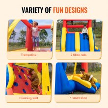 VEVOR Inflatable Bounce House, Outdoor High Quality Playhouse Trampoline, Jumping Bouncer with Blower, Slide, and Storage Bag, Family Backyard Bouncy Castle, for Kid Ages 3–8 Years, 183x102x92 inch