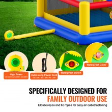 VEVOR Inflatable Bounce House, Outdoor High Quality Playhouse Trampoline, Jumping Bouncer with Blower, Slide, and Storage Bag, Family Backyard Bouncy Castle, for Kid Ages 3–10 Years, 177x173x80 inch
