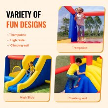 VEVOR Inflatable Bounce House, Outdoor High Quality Playhouse Trampoline, Jumping Bouncer with Blower, Slide, and Storage Bag, Family Backyard Bouncy Castle, for Kid Ages 3–8 Years, 134x102x91 inch