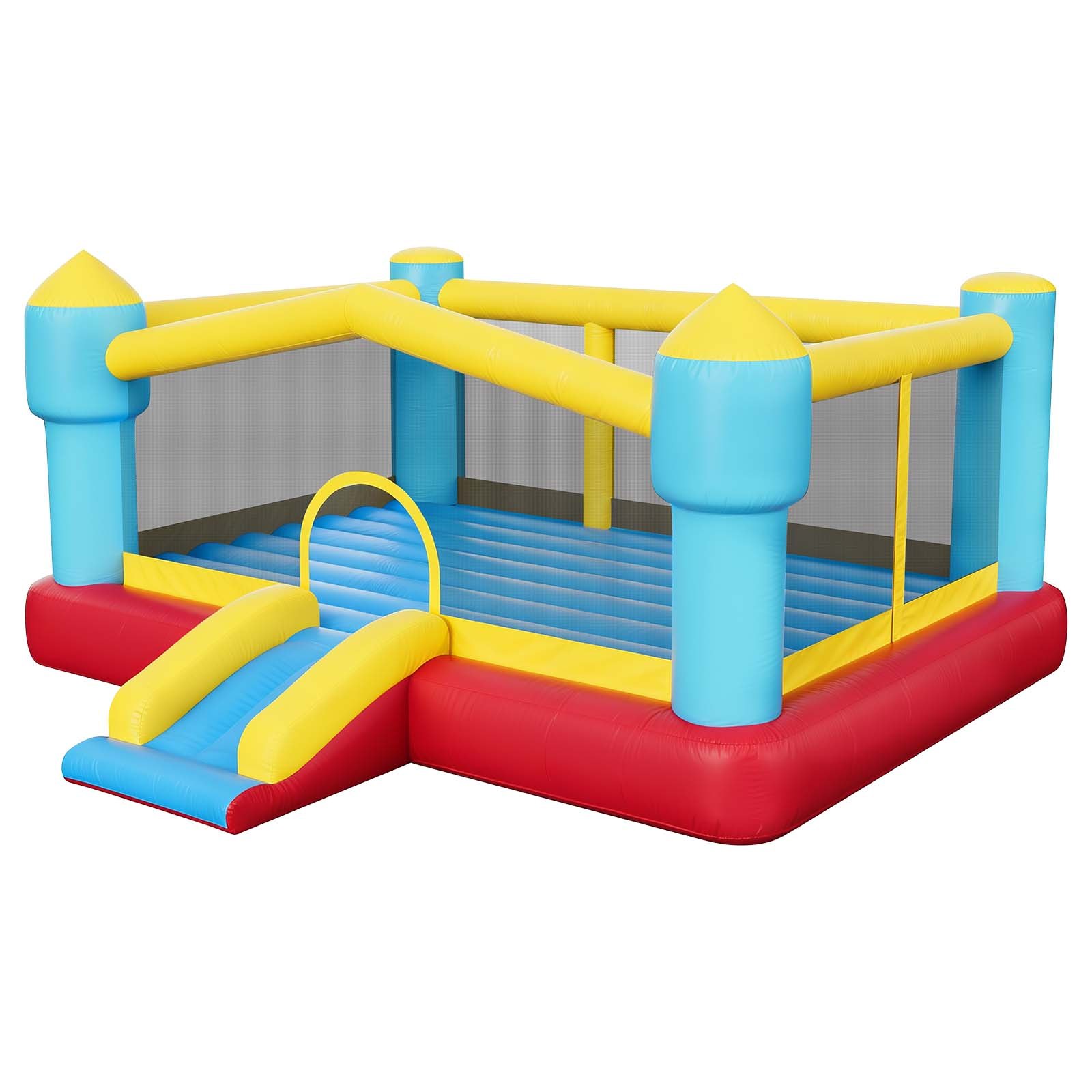 VEVOR Opblaasbaar springkasteel (448 x 420 x 207 cm) voor kinderen met glijbaan, basketbalring, doelspel en springgedeelte, geschikt voor 3-4 kinderen (3-8 jaar) voor binnen- en buitenfeestjes