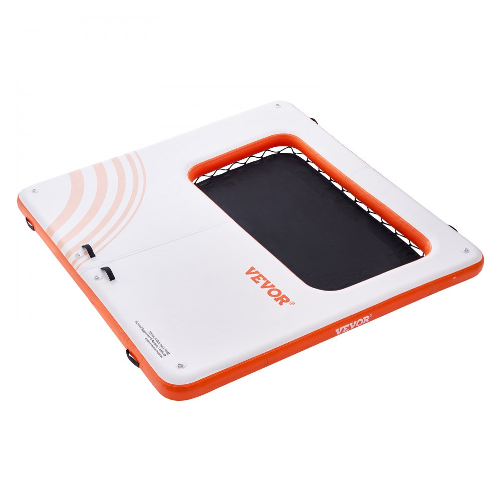 VEVOR Opblaasbaar drijvend dok 3,04 x 3,04 m Opblaasbaar dokplatform met 1,21 x 2,13 m Trampolinet Zwembadzwemplatform met draagbare tas en afneembare ladder om te ontspannen bij het zwembad