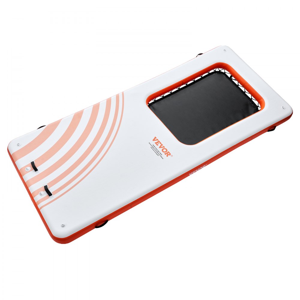 VEVOR Opblaasbaar drijvend dok 4,57 x 1,98 m dokplatform met 1,21 x 1,82 m trampoline-net Zwembadwatermat met drijvend platform en draagbare tas en afneembare ladder om te ontspannen bij het zwembad