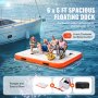 VEVOR inflatable floating dock: 6x5 ft spacious dock with 6-inch thickness, perfect for family water adventures.