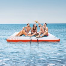 VEVOR opblaasbaar drijvend dok 7ft x 7ft opblaasbaar dokplatform antislip water drijvende dokmat met draagbare draagtas en afneembare ladder zwemplatform eilandvlot voor zwembad