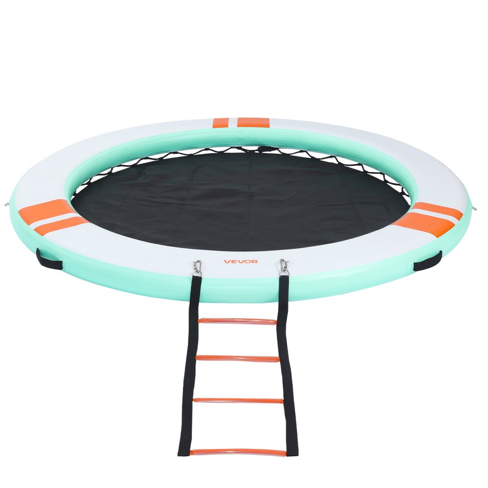 VEVOR Opblaasbaar Drijvend Dok, φ3,05m, Drijvend Platform met Antislipoppervlak, Draagtas, Zonnescherm & Afneembare Ladder, Drijvend Eiland, Waterplatform voor Zwembad, Strand & Zee, Rond