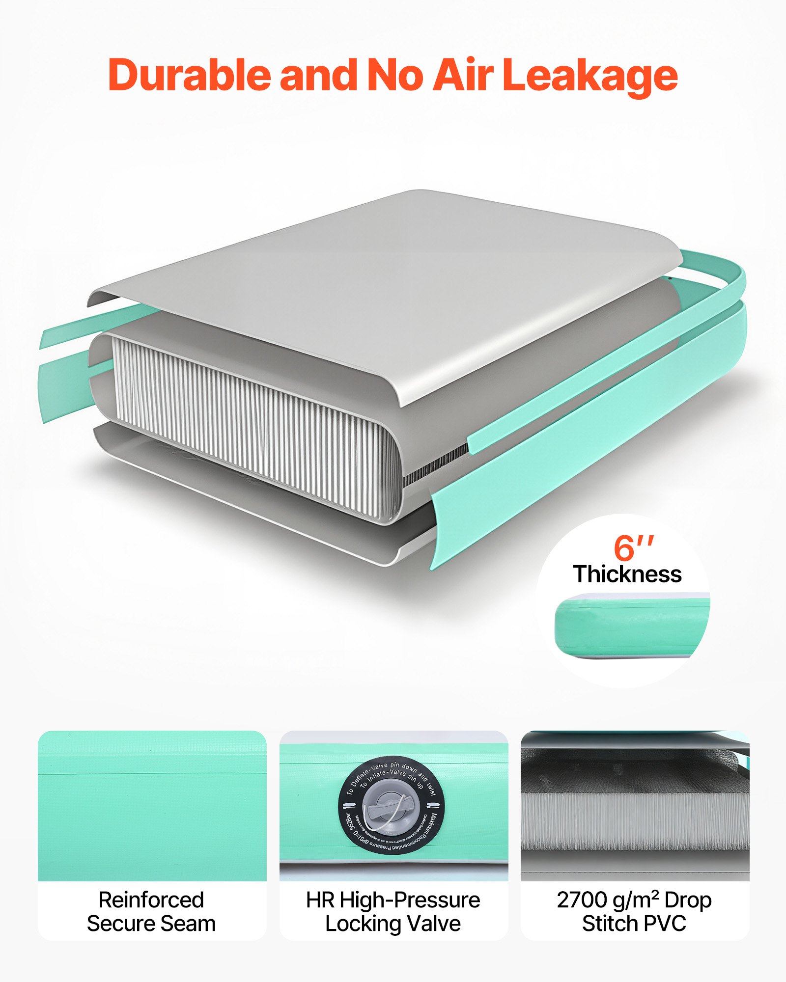 VEVOR Opblaasbaar Drijvend Dok, 4,57 x 1,83 m, Drijvend Platform met Antislipoppervlak, Draagtas & Afneembare Ladder, Drijvend Eiland, Waterplatform voor Zwembad, Strand & Zee