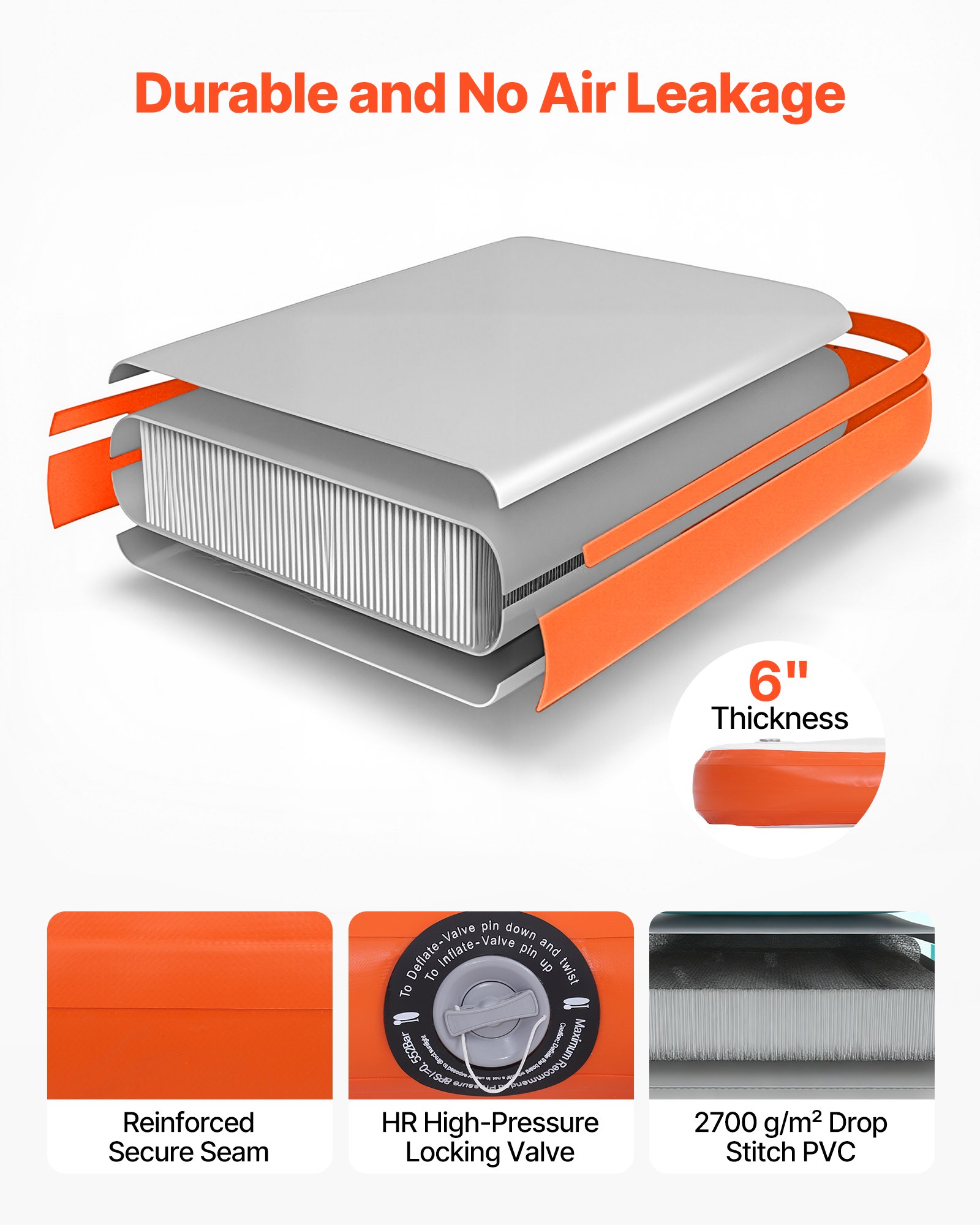 VEVOR Opblaasbaar Drijvend Steiger, 3,05 x 3,05 m, Drijvend Platform met Antislipoppervlak, Draagtas & Afneembare Ladder, Drijvend Eiland, Waterplatform voor Zwembad, Strand & Zee