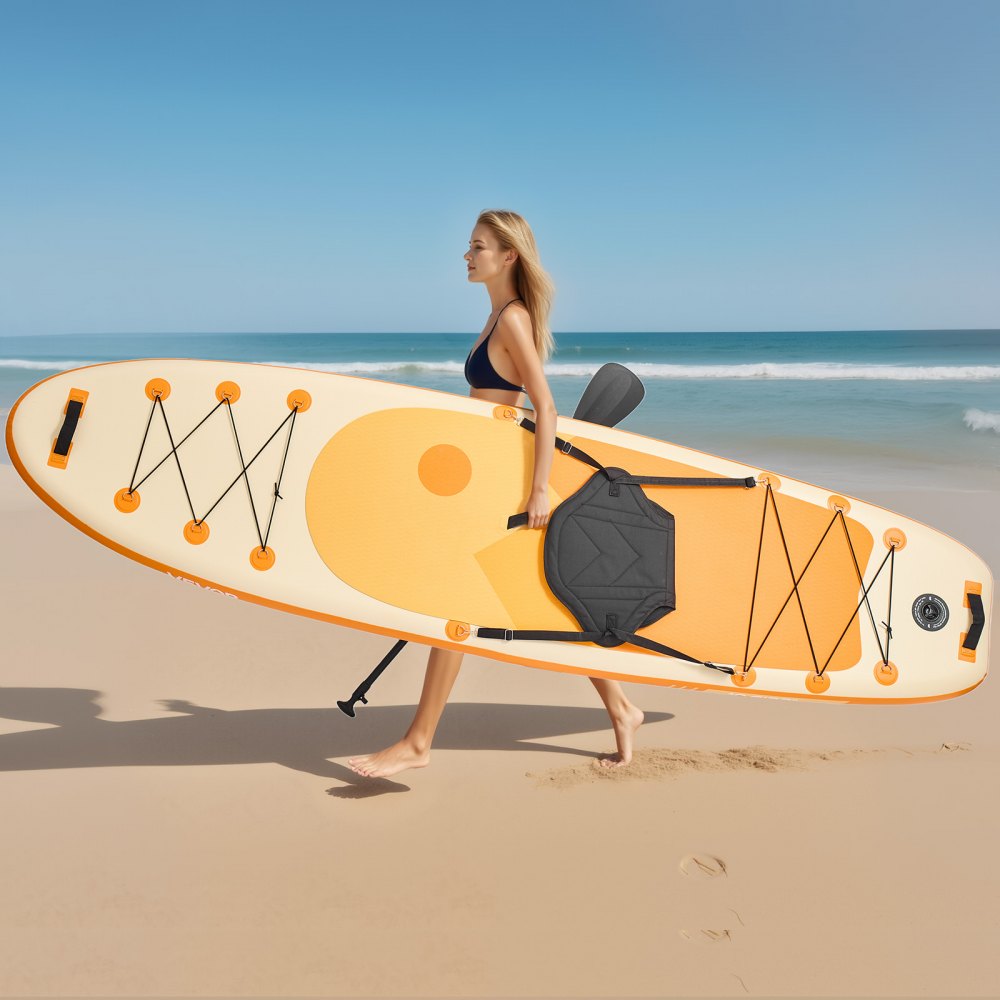 VEVOR Opblaasbaar Stand Up Paddle Board (304,8 x 83,8 x 15,2 cm) Paddleboard met één zitplaats, complete set inclusief pomp, peddel, vin, rugzak, enkelband en riem, voor tieners en volwassenen